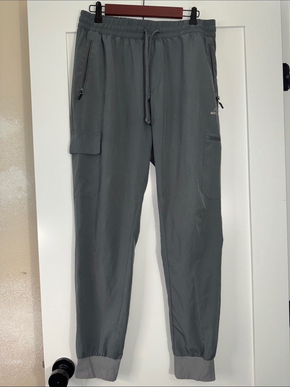 Willit Men's Gray Cargo Joggers Elastic Waist Zip Pockets Sz Large Gorpcore